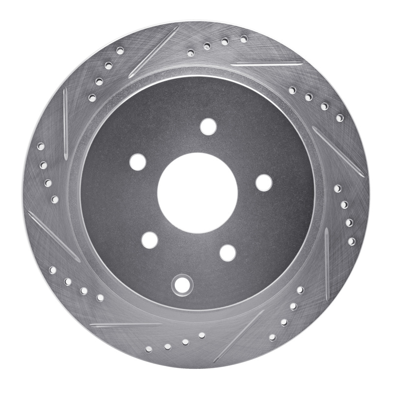 Infiniti FX45 Brake Rotor (1) - Rear Left - R1 Concepts - Drilled & Slotted - Silver - `03-`24